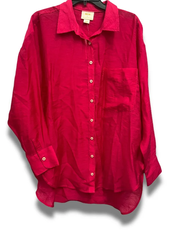 Super Deal Blouse Long Sleeve By Maeve In Pink, Size: L
