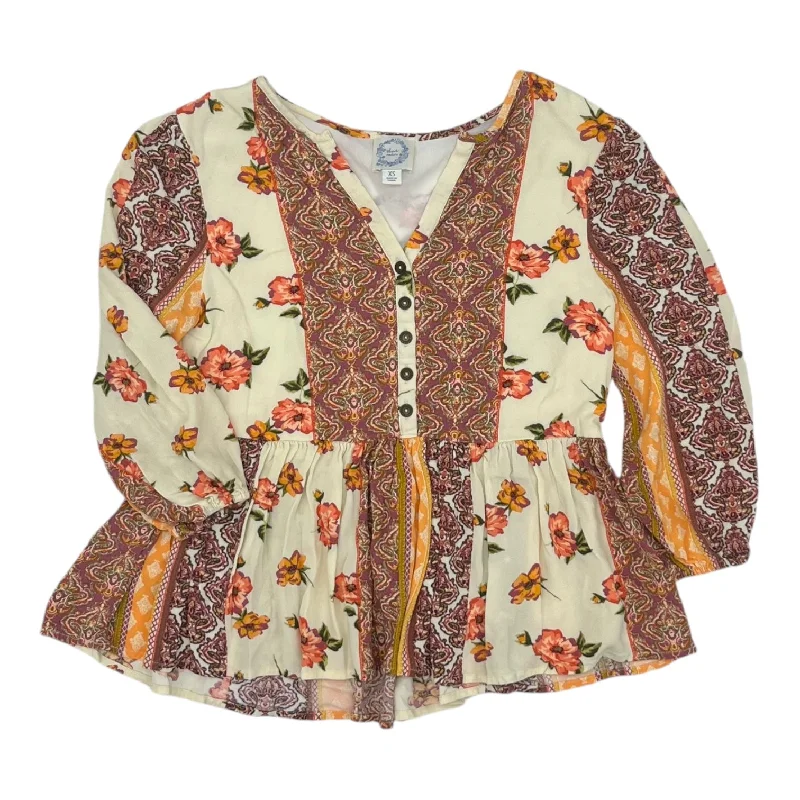 Limited Quantity Top 3/4 Sleeve By Blue Rain In Tan, Size:Xs