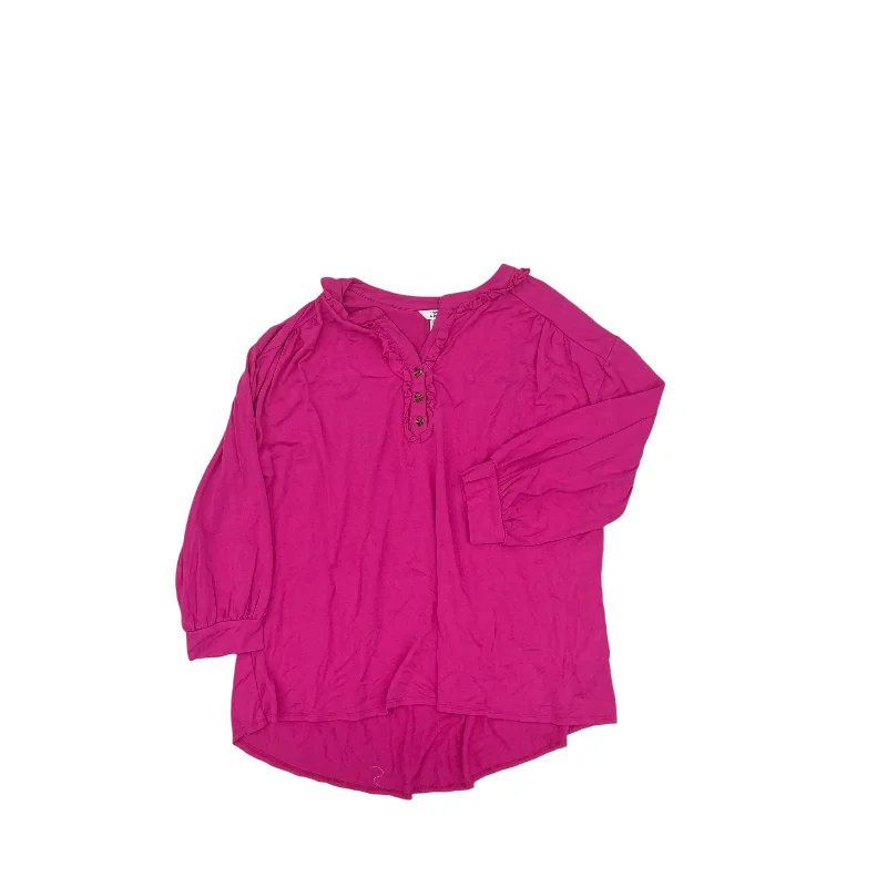 Markdown Madness Top 3/4 Sleeve By Crown And Ivy In Pink, Size:Xl