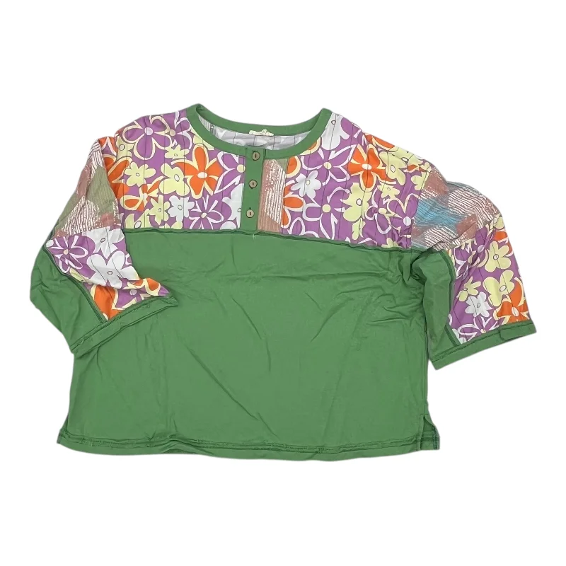 Deal Explosion Top 3/4 Sleeve By Easel In Green, Size:2X