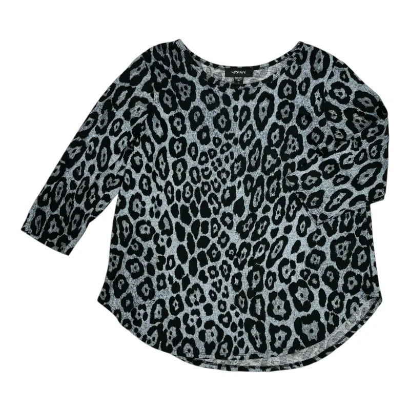 Seasonal Clearance Top 3/4 Sleeve By Karen Kane In Grey, Size:L