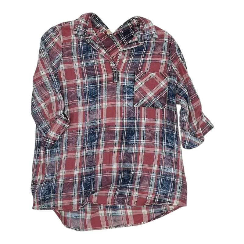 Don’t Miss Out Top 3/4 Sleeve By Skies Are Blue In Blue & Red, Size:Xl