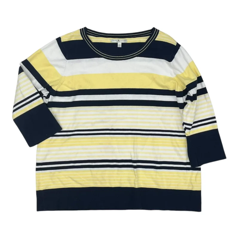 Inventory Reduction Top 3/4 Sleeve By Tommy Hilfiger In Blue & Yellow, Size:2X