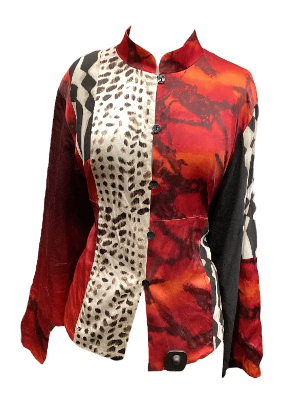 Daily Deals Top Long Sleeve By Chicos In Black & Red, Size: L