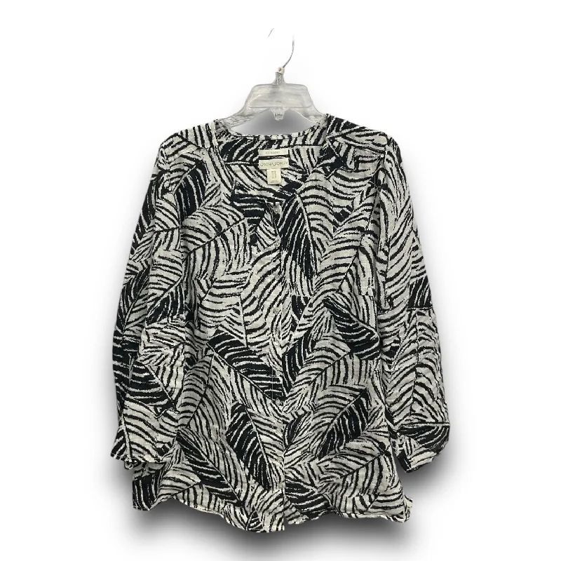 Limited Edition Top Long Sleeve By Cynthia Rowley In Black & White, Size: 1x