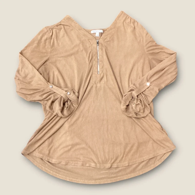 Inventory Reduction Top Long Sleeve By Notations In Tan, Size: L