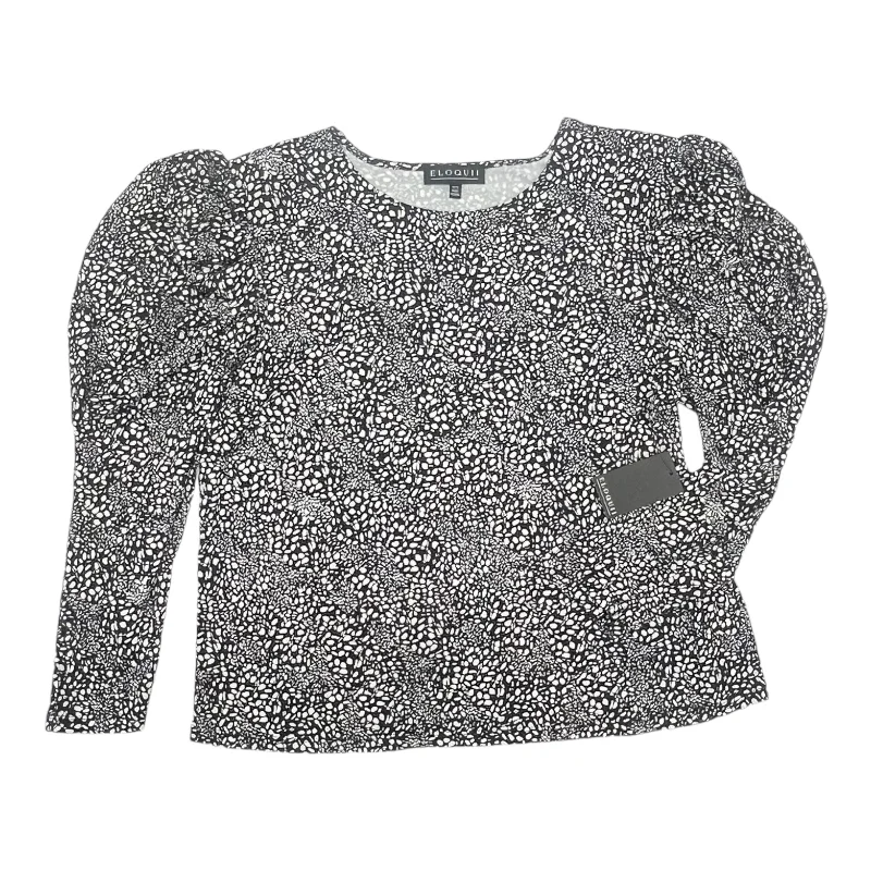 Super Savings Top Ls By Eloquii In Black & White, Size:Xl
