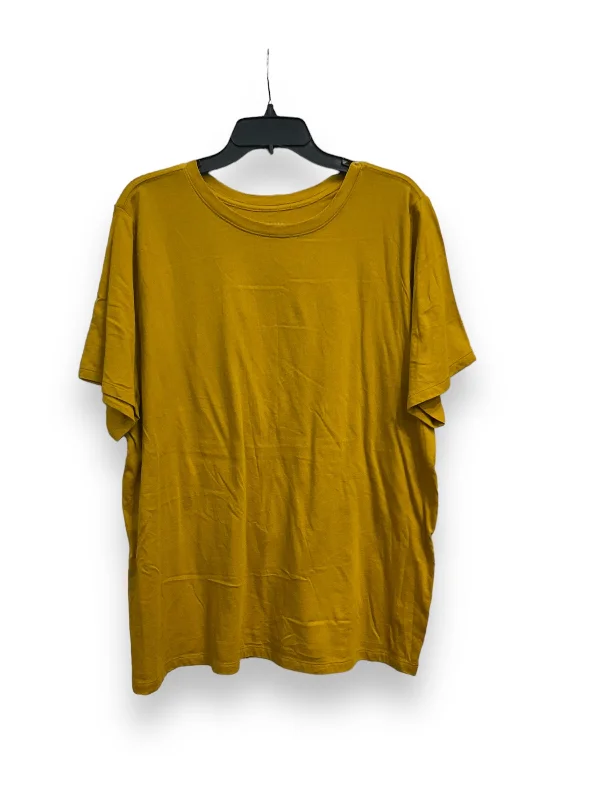 Final Sale Top Short Sleeve Basic By Ava & Viv In Yellow, Size: 1x