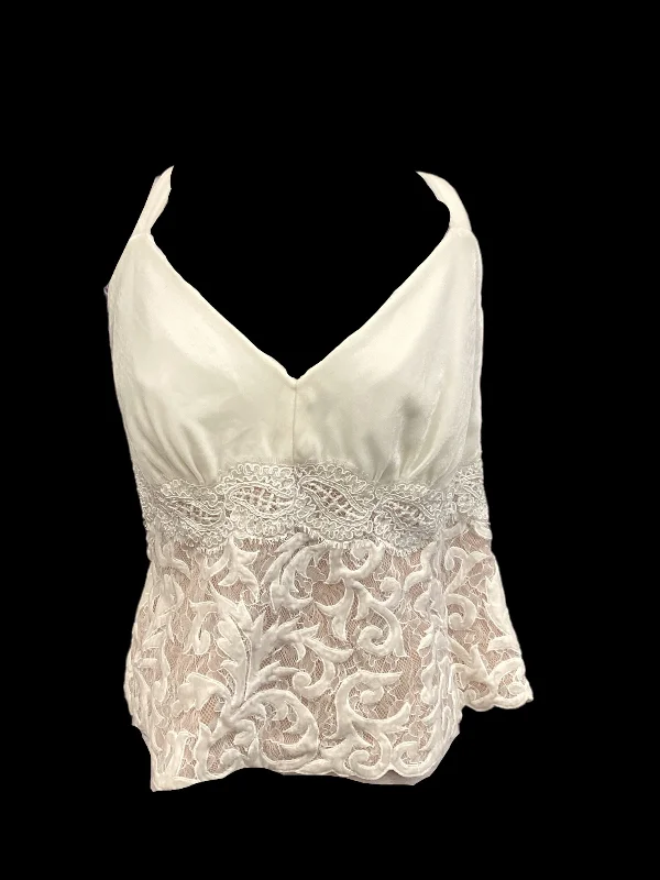 Weekend Deal Top Short Sleeve By Carmen By Carmen Marc Valvo In Cream, Size: 16
