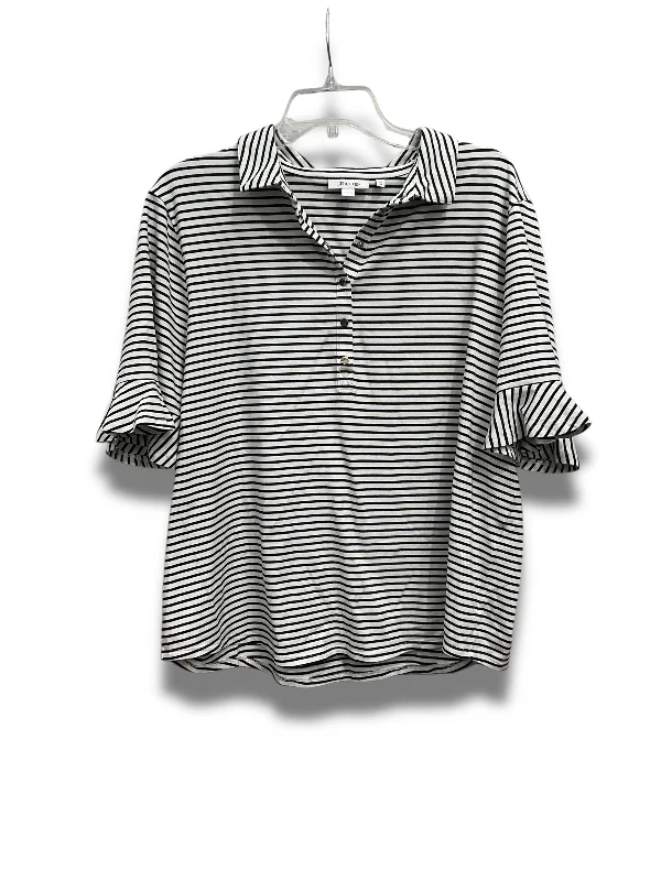 Blowout Deals Top Short Sleeve By Chicos In Striped Pattern, Size: Xl